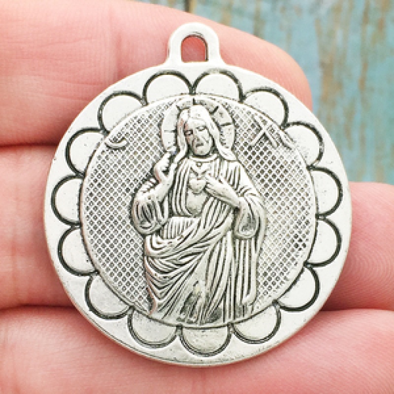 Sacred Heart Of Jesus Medals Wholesale In Silver Pewter