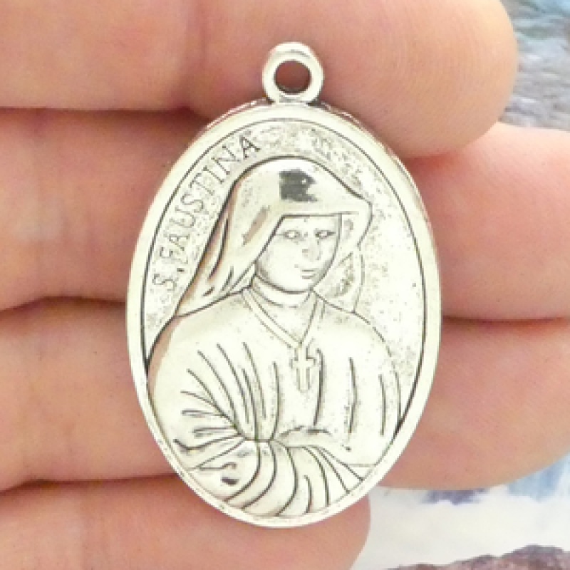 St Faustina Medals Wholesale In Silver Pewter
