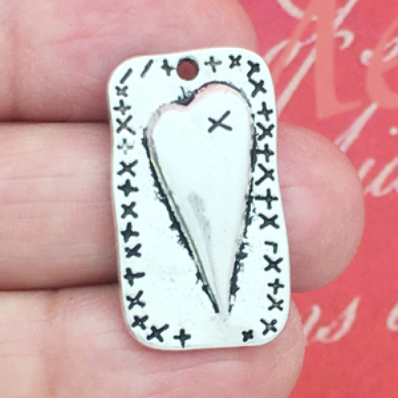 Xoxo Heart Charm Silver Pewter