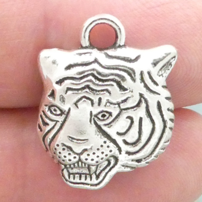 Tiger Charms Wholesale In Silver Pewter Small