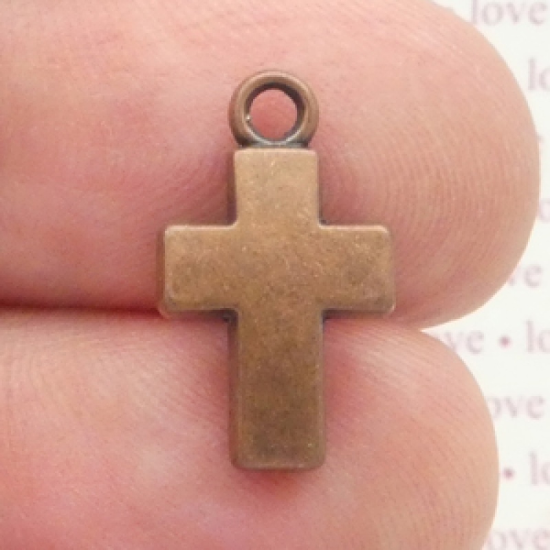 Plain Copper Cross Charms Wholesale In Pewter