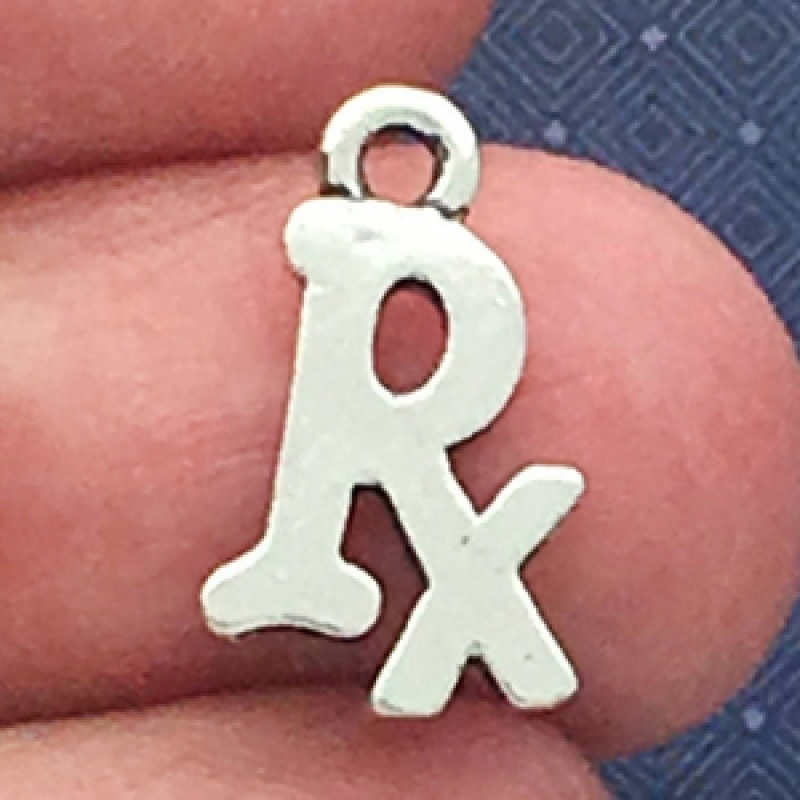 Rx Charm Silver Pewter