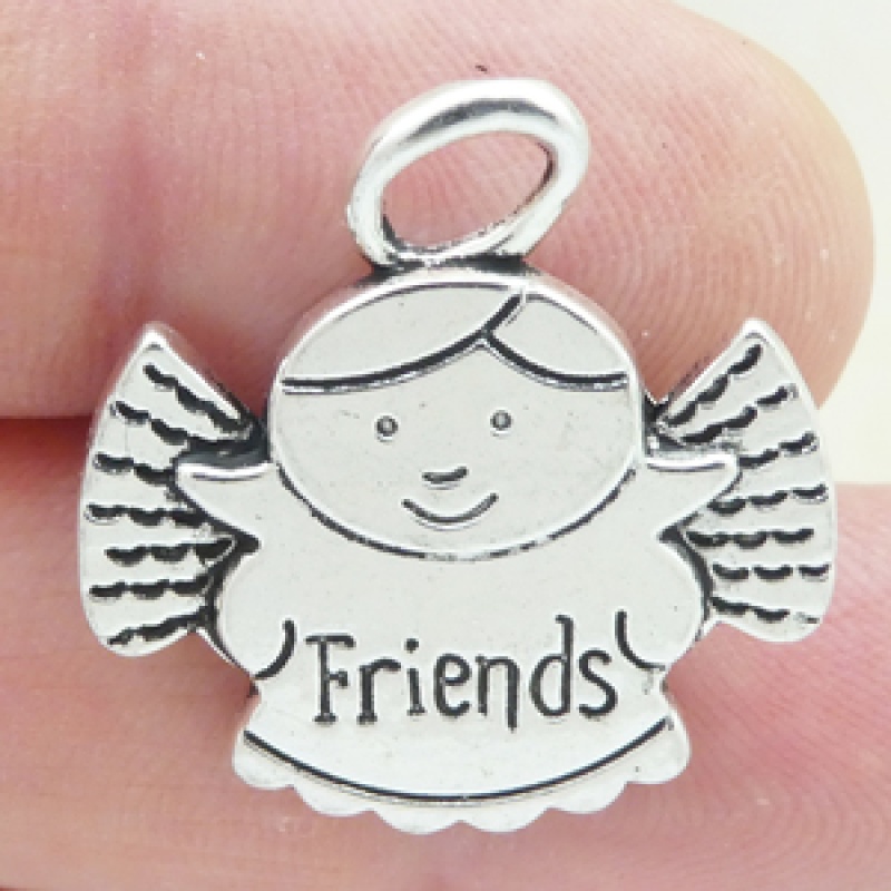 Silver Friends Angel Charm In Pewter