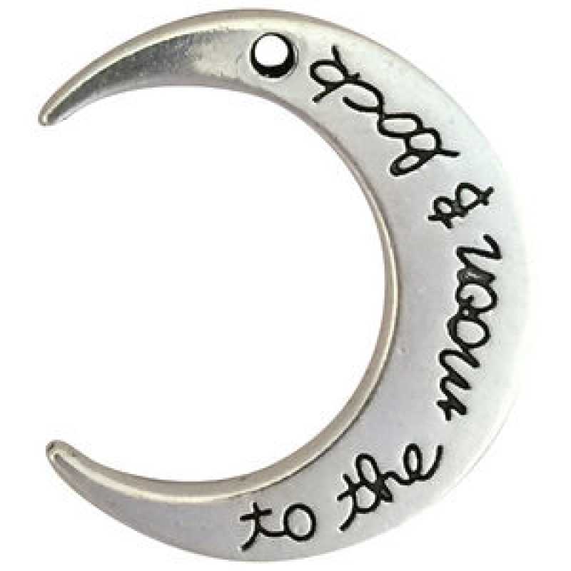 To The Moon And Back Charm In Silver Pewter