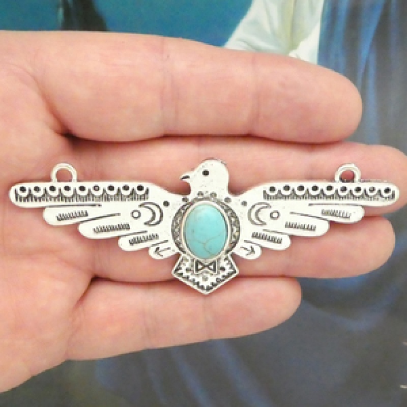 Turquoise Thunderbird Pendant Bulk In Silver Pewter