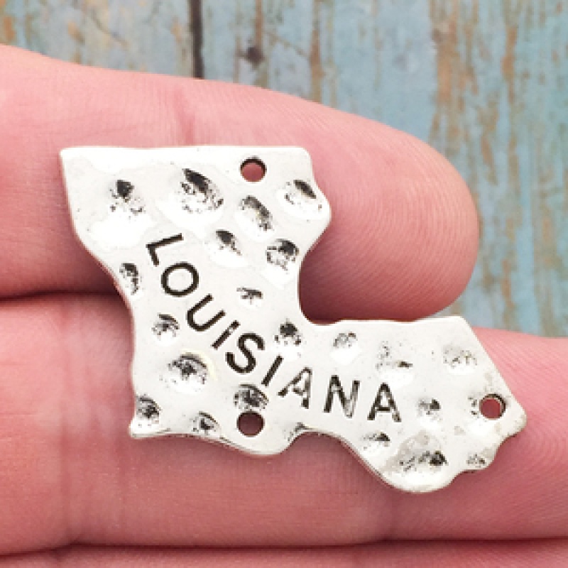 State Of Louisiana Charm Silver Pewter
