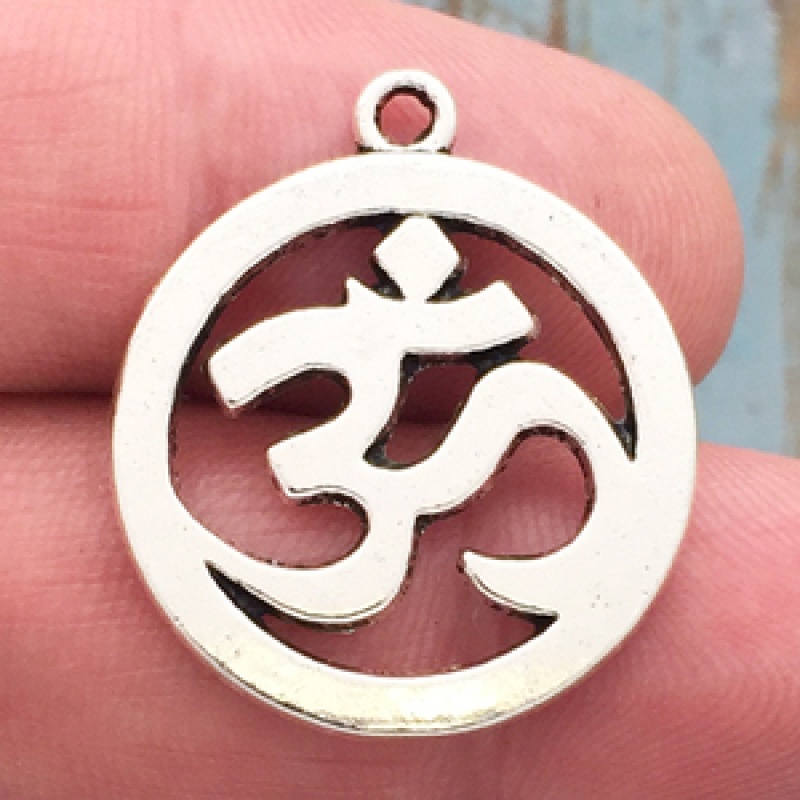 Silver Om Charm Yoga Pewter