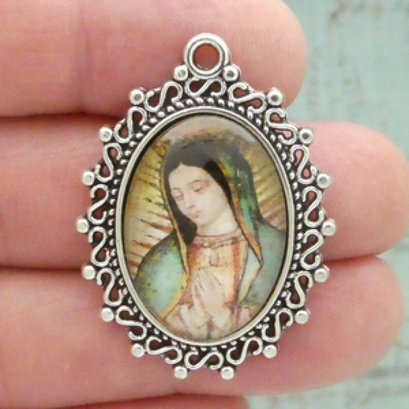 Our Lady Of Guadalupe Pendant Silver Pewter