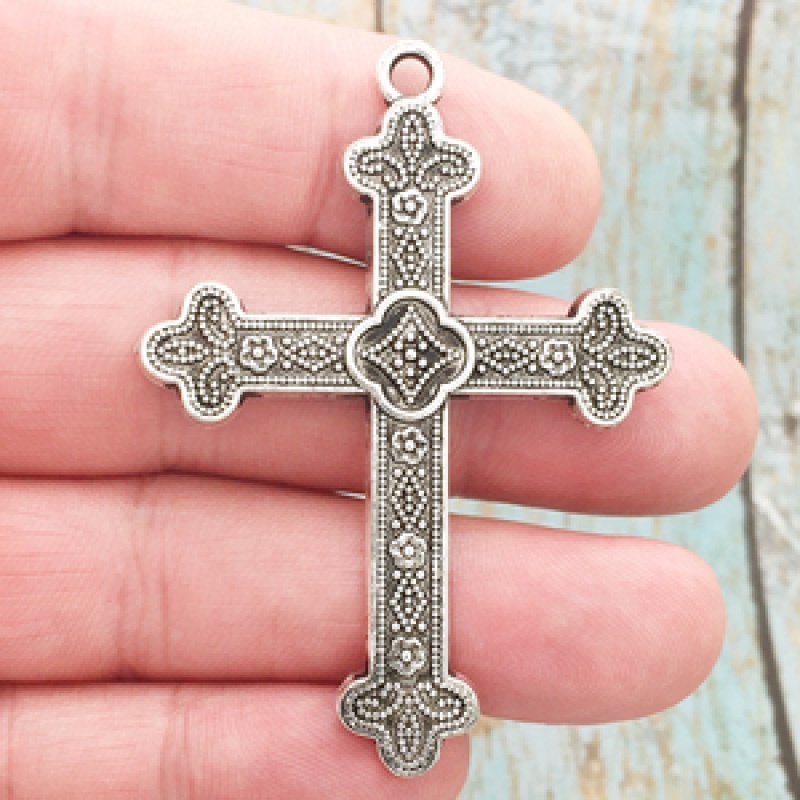Silver Orthodox Cross Pendants Wholesale Pewter