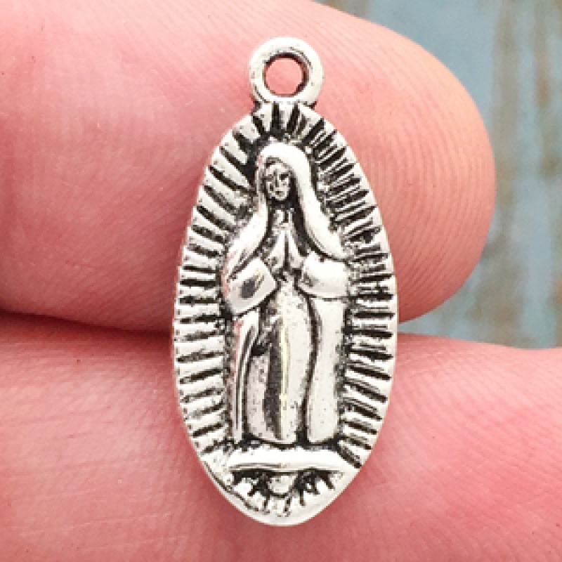 Our Lady Of Guadalupe Charm Silver Pewter Small