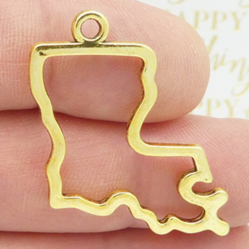 Louisiana State Charm Gold Pewter