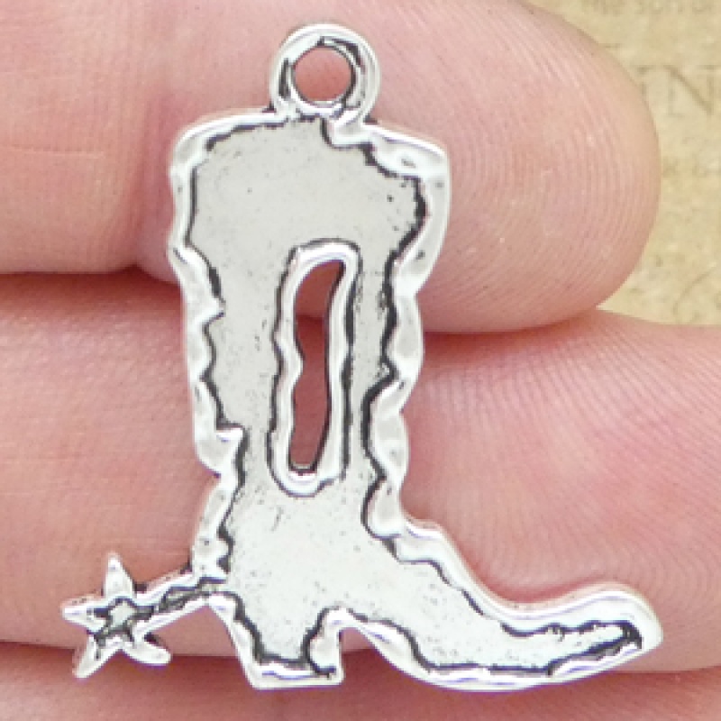 Cowboy Boot Charm In Silver Pewter