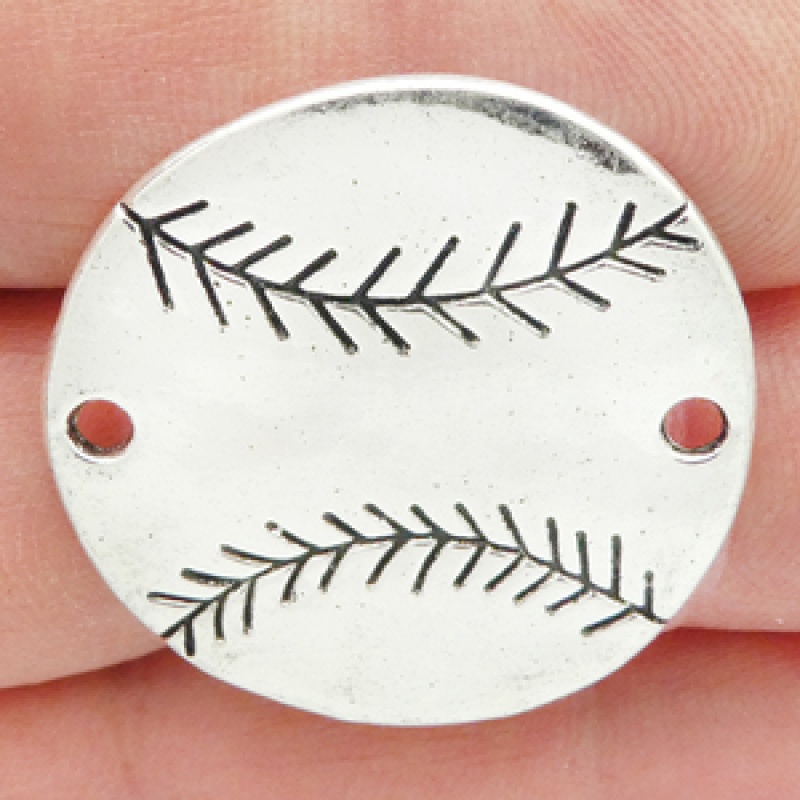 Baseball Bracelet Connector In Silver Pewter