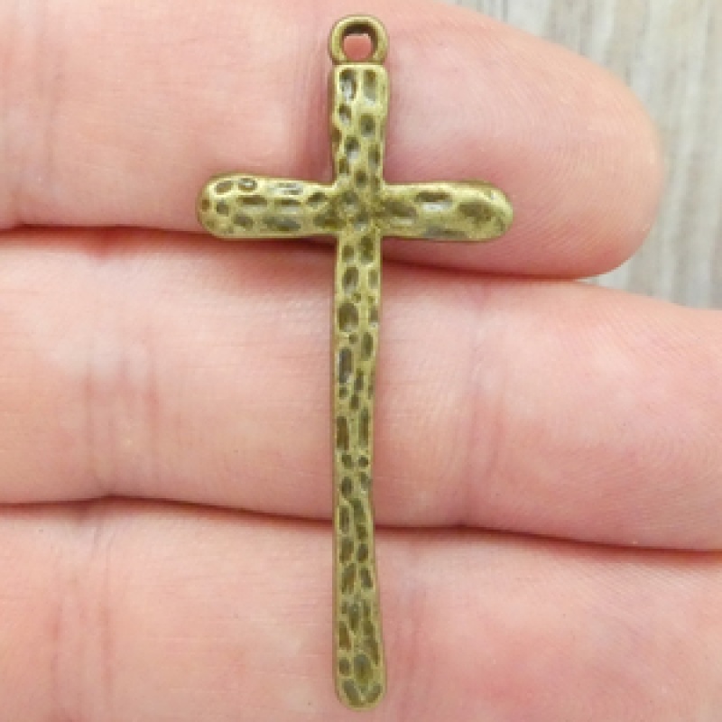Hammered Cross Pendants Bulk In Bronze Pewter