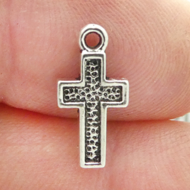 Plain Cross Charms Wholesale In Antique Silver Pewter Tiny