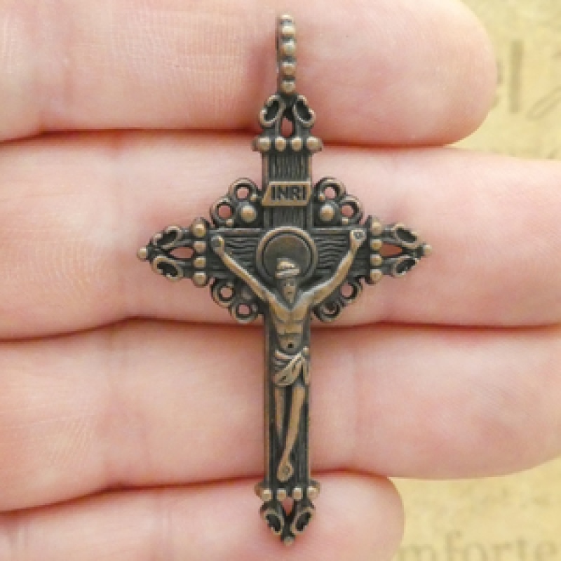 Copper Crucifix Pendant Wholesale In Antique Pewter