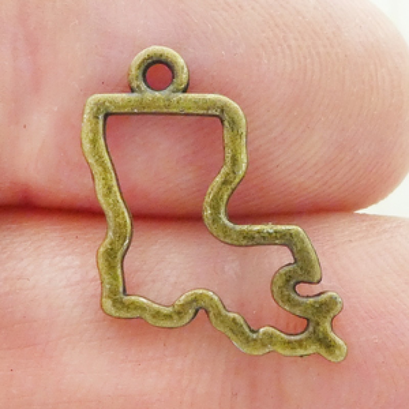 Louisiana State Charm Bronze Pewter Small