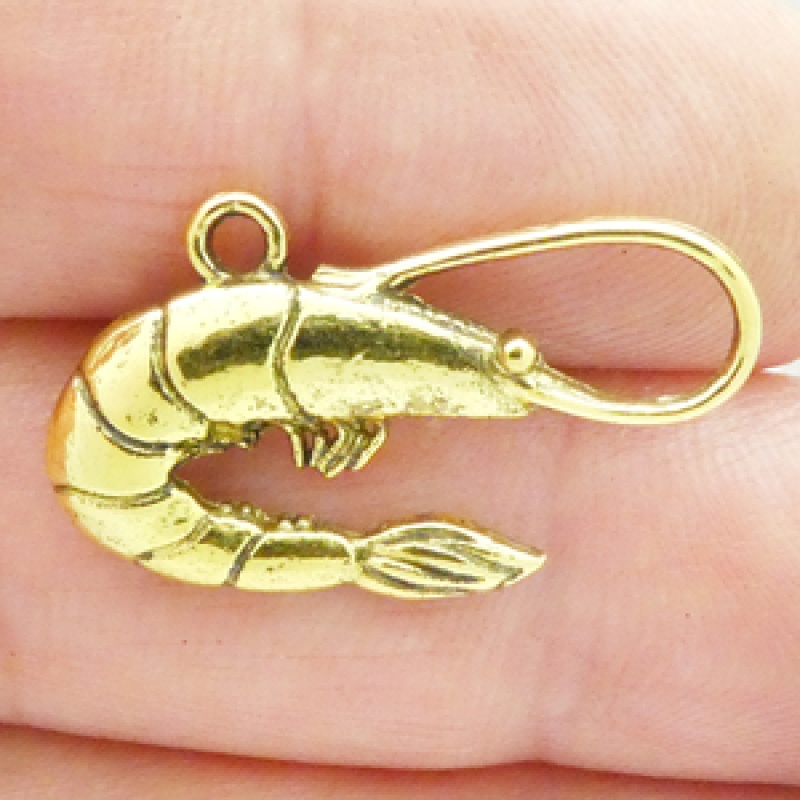 Shrimp Charms Wholesale In Gold Pewter