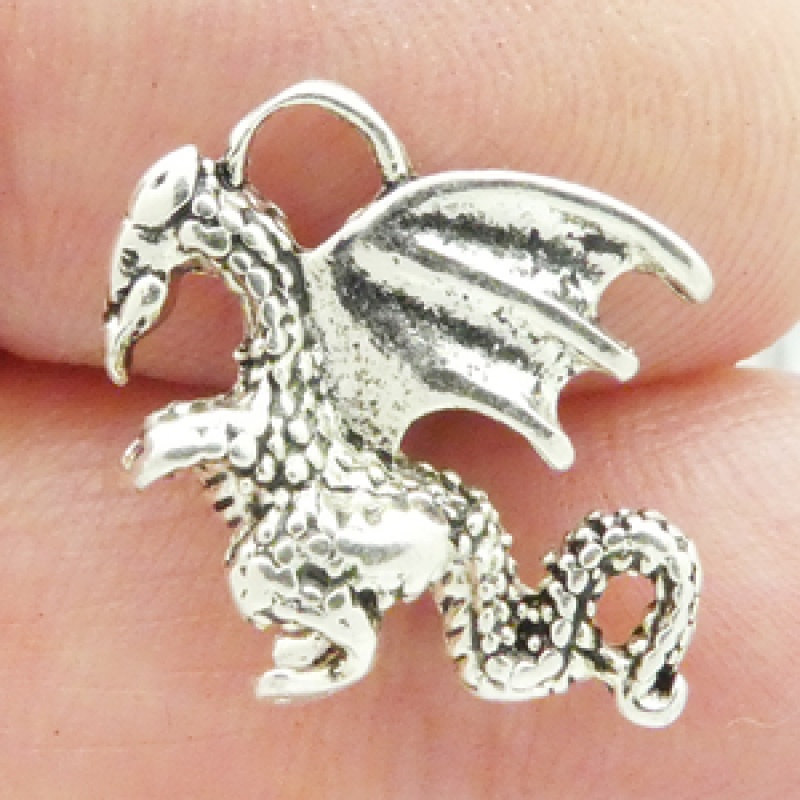 Silver Dragon Charms Wholesale In Pewter