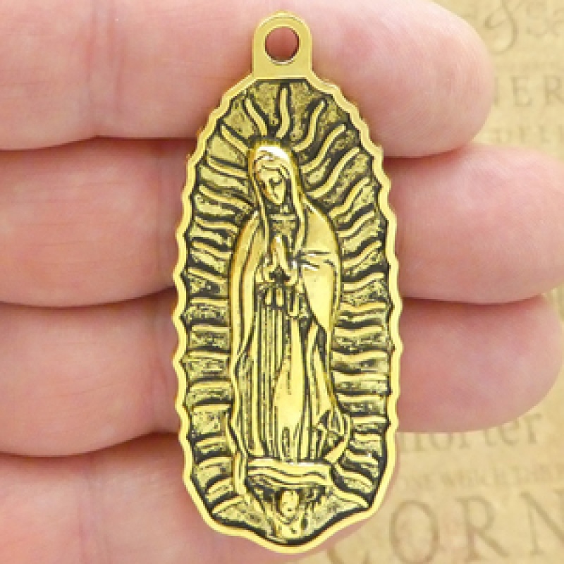 Our Lady Of Guadalupe Pendant Wholesale Gold Pewter Large