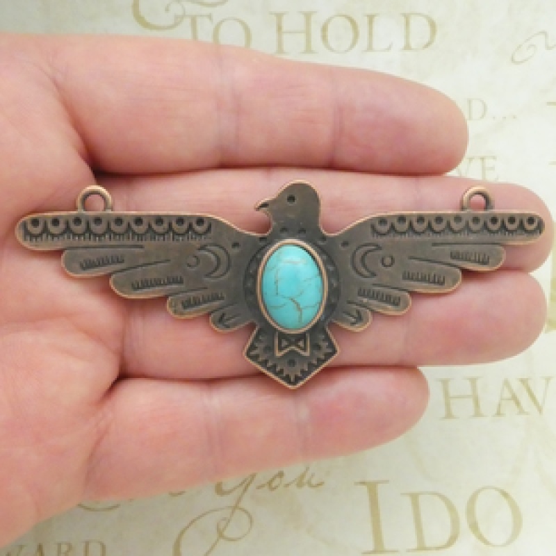 Turquoise Thunderbird Pendant Bulk In Copper Pewter