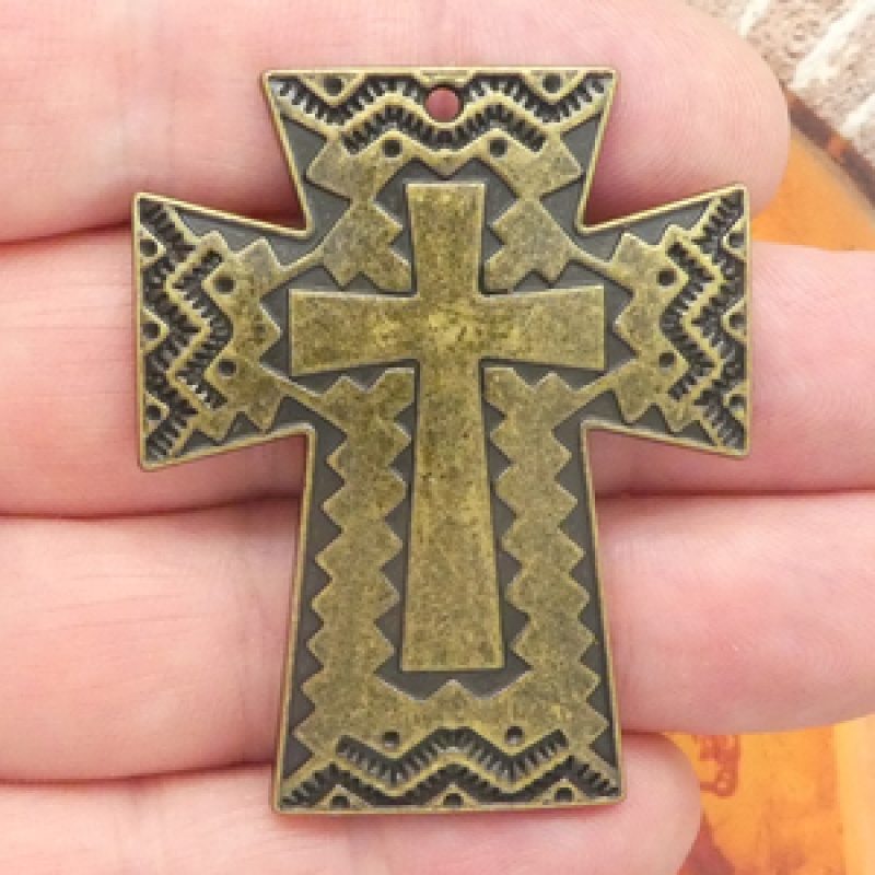 Bronze Southwest Cross Pendants Wholesale In Pewter Large