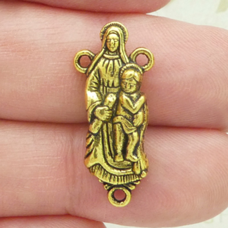 Our Lady Gold Rosary Centerpieces Wholesale In Pewter