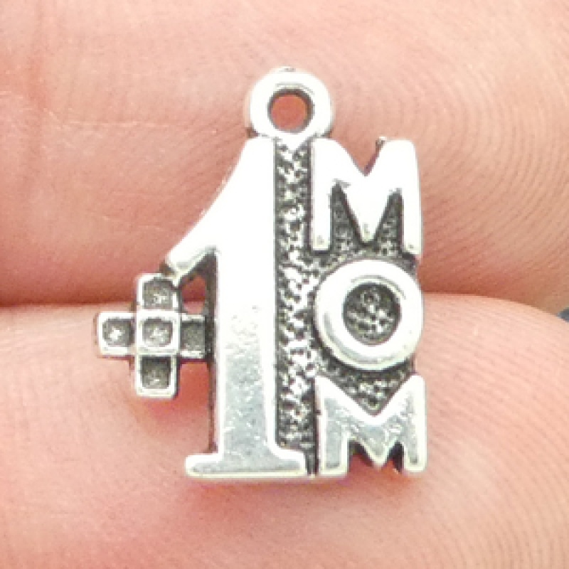 #1 Mom Charms Wholesale In Silver Pewter