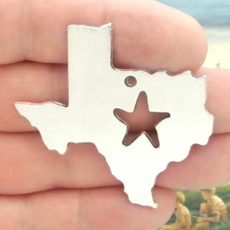Texas Charms Bulk With Open Star In Silver Pewter