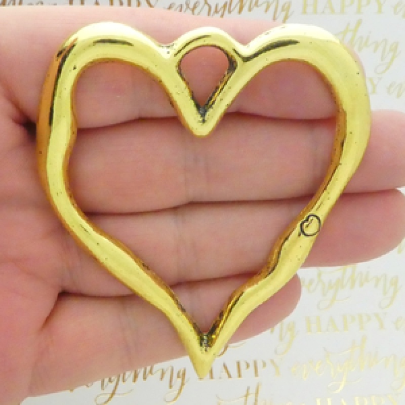 Open Heart Pendants Bulk In Gold Pewter Large
