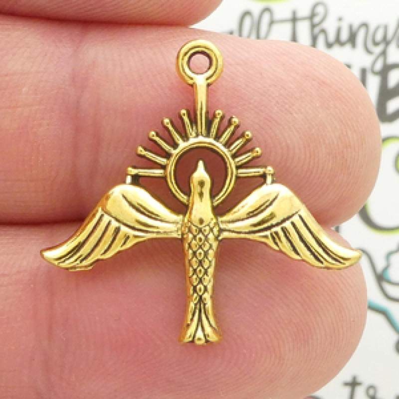 Holy Spirit Dove Charm Wholesale In Gold Pewter