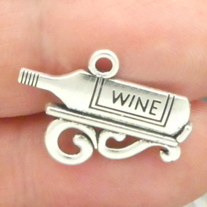 Wine Bottle Charms Wholesale In Silver Pewter