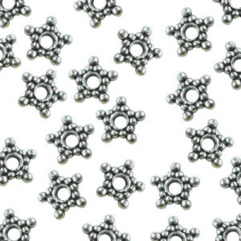 Star Spacer Beads 8.5-Mm In Antique Silver Pewter Beads 30 Pieces Per Package