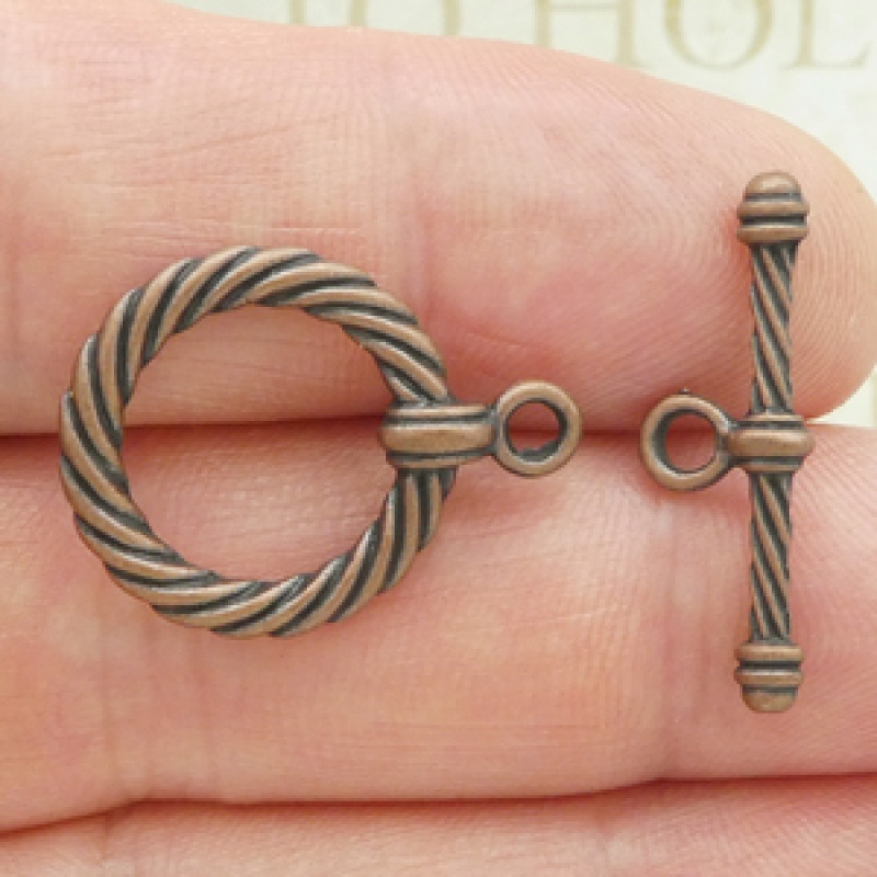 Round Rope Toggle Clasp Bulk In Copper Pewter