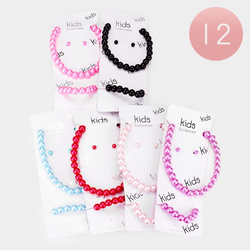 12Pcs - Faux Pearl Necklace Set