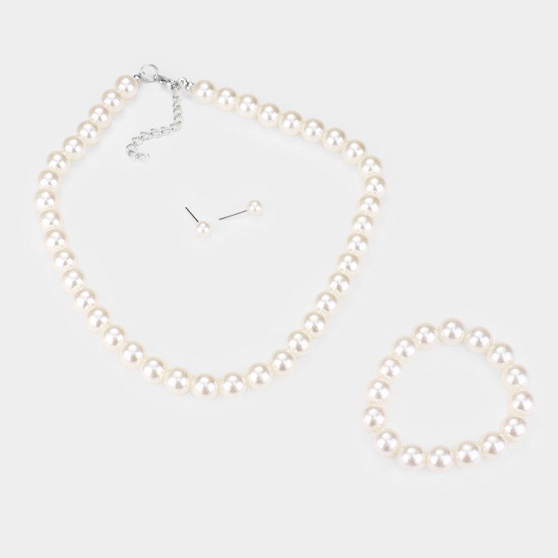 12Pcs - Faux Pearl Necklace Sets