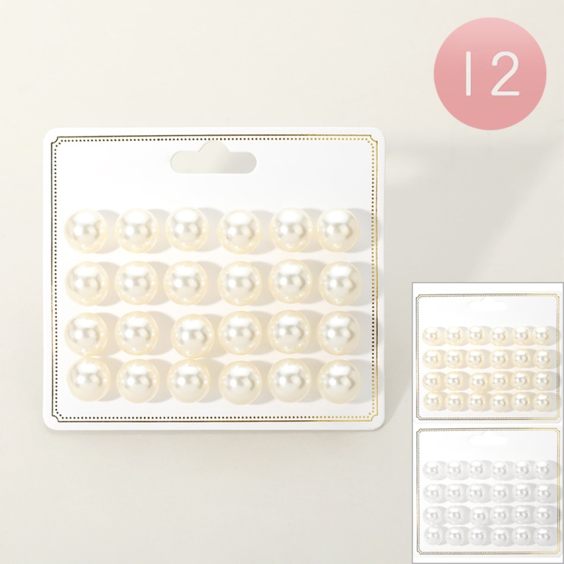12 Set Of 12 - Classic Pearl Stud Earring Set
