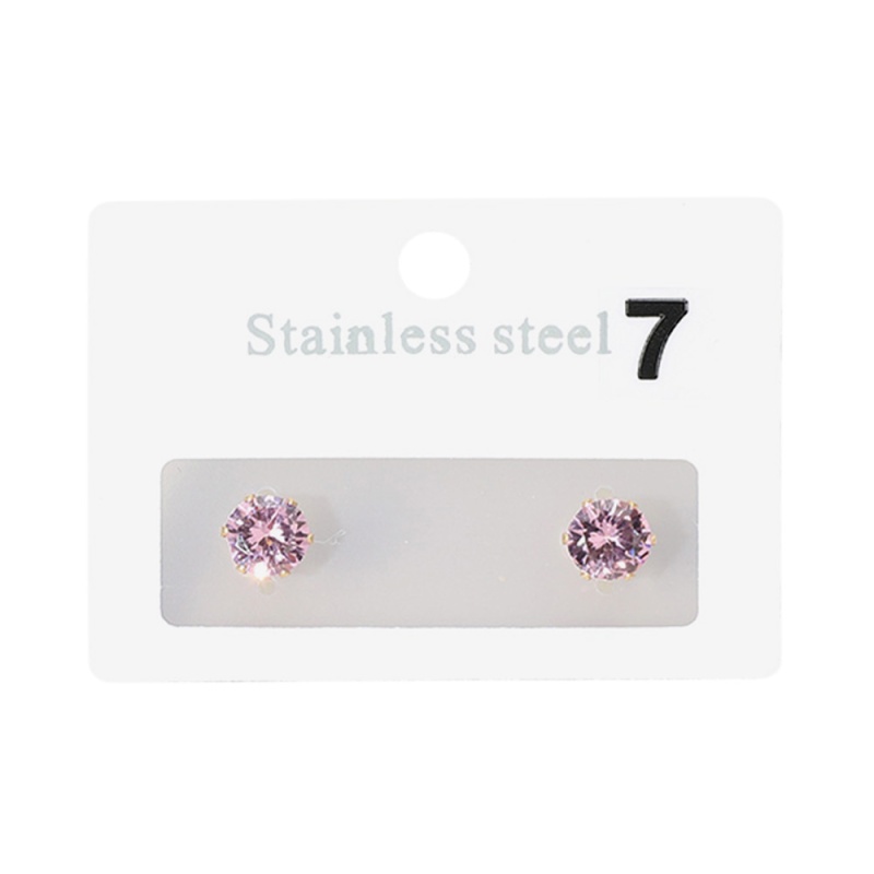 12Pairs - Stainless Steel 0.7Mm Square Stone Stud Earrings
