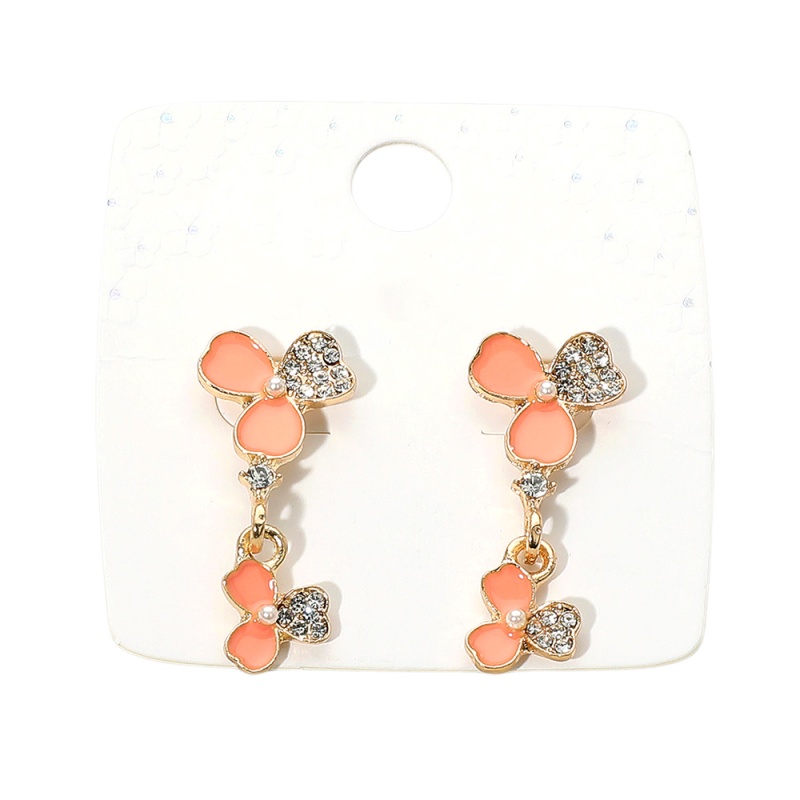 12Pairs - Rhinestone Accent Floral Drop Earrings