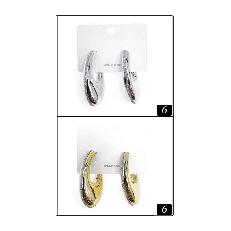 12Pairs - Chunky Oval Crescent Hoop Earrings