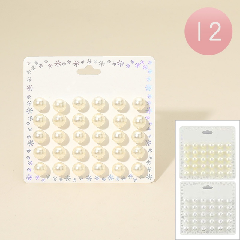 12 Set Of 15 - Pearl Stud Earring Set