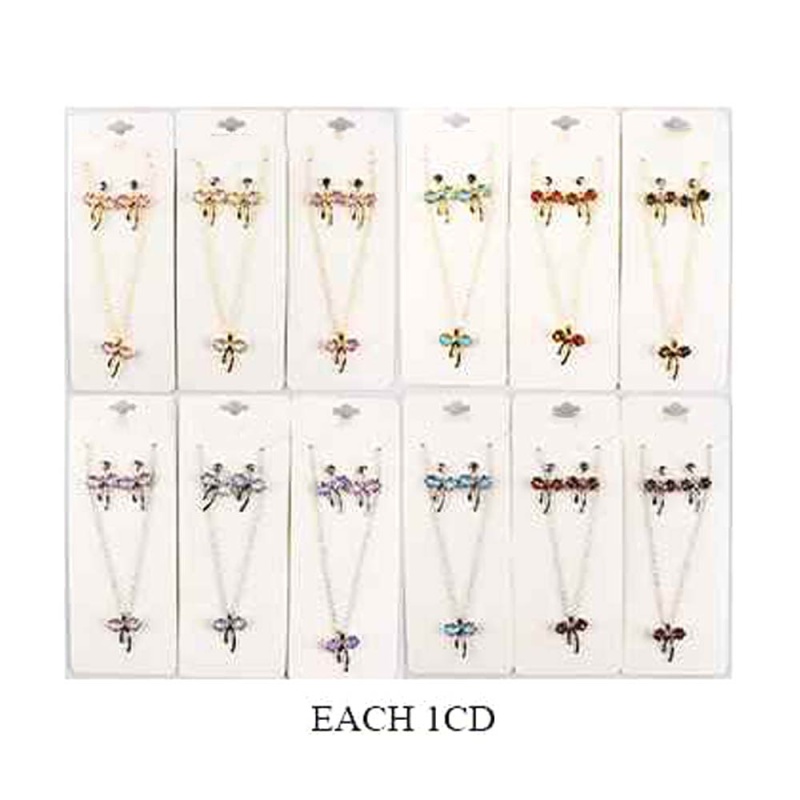 12Pcs - Bow Pendant Necklace Earrings Set