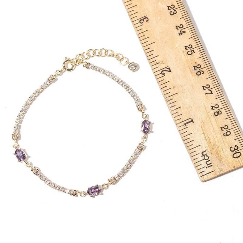 12Pcs - Gold Dipped Cz Birthstone Link Bracelets
