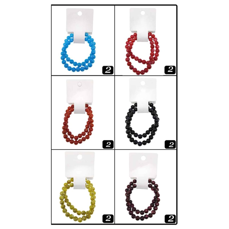 12 Set Of 2 - Round Beaded Stretch Multi Layered Bracelets