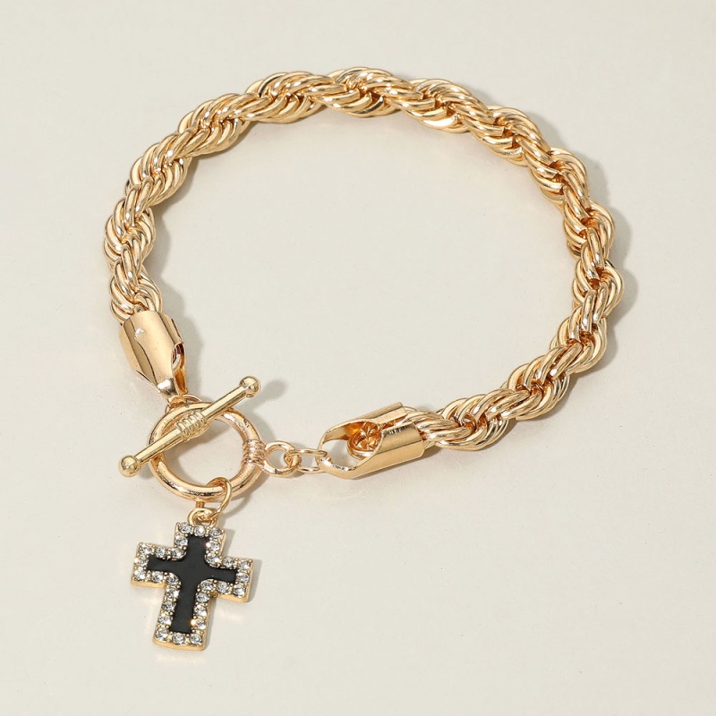 12Pcs - Cross Charm Rope Chain Toggle Bracelets
