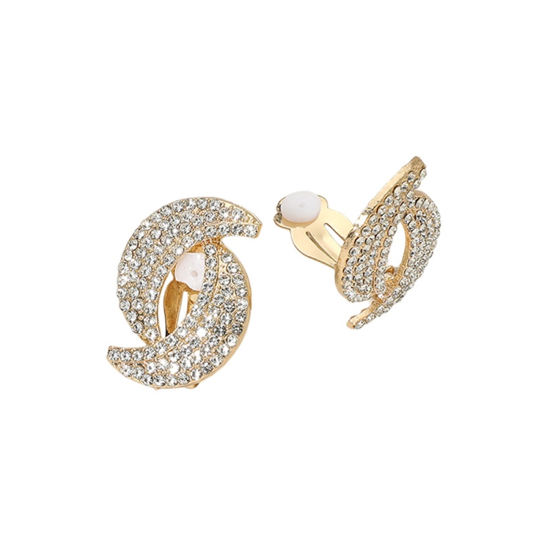 12Pairs - Rhinestone Pave Swirl Clip On Earrings