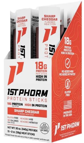 1st Phorm Sharp Cheddar Protein Beef Sticks, 15 Sticks